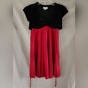 Childrens Red and Black Dress with Bolero, Size 7